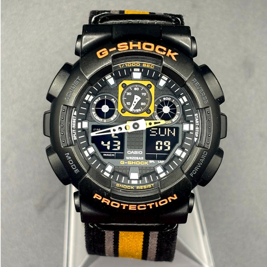 Casio G-Shock GA100MC-1A4 Military Color Black Gold  Nylon Cloth Men's Watch