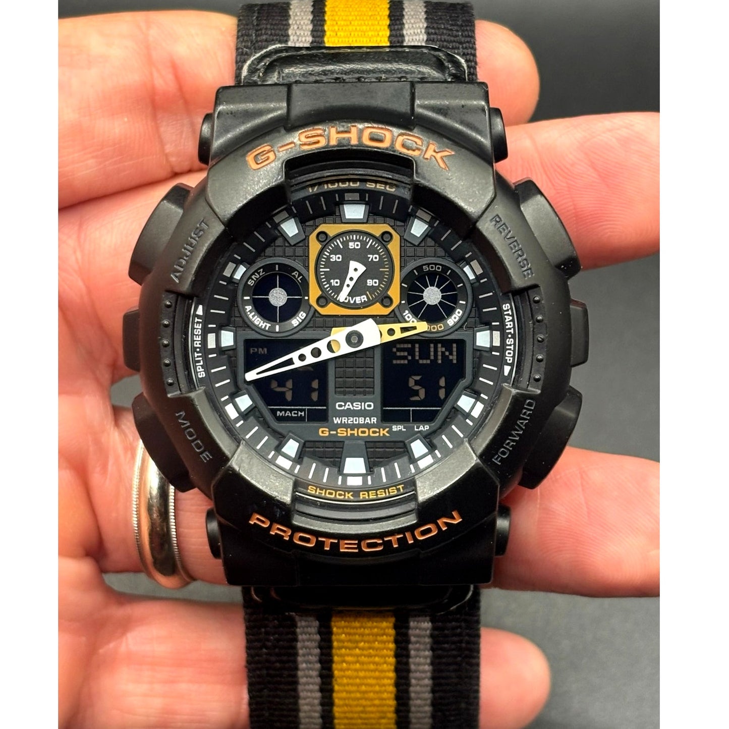 Casio G-Shock GA100MC-1A4 Military Color Black Gold  Nylon Cloth Men's Watch