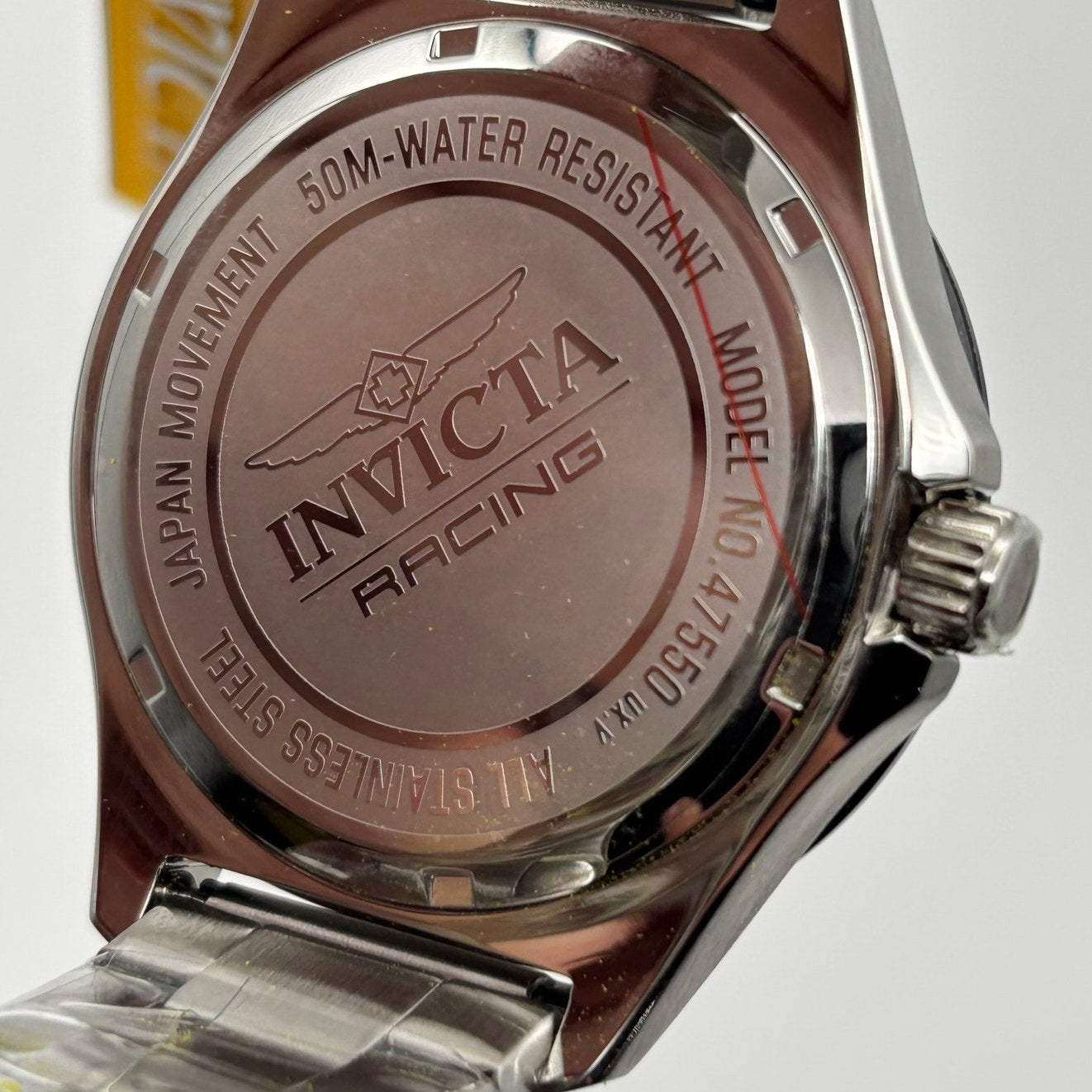 Invicta Racing 47550 Mens 44mm Stainless Steel Black Dial Quartz 50m NIBWT