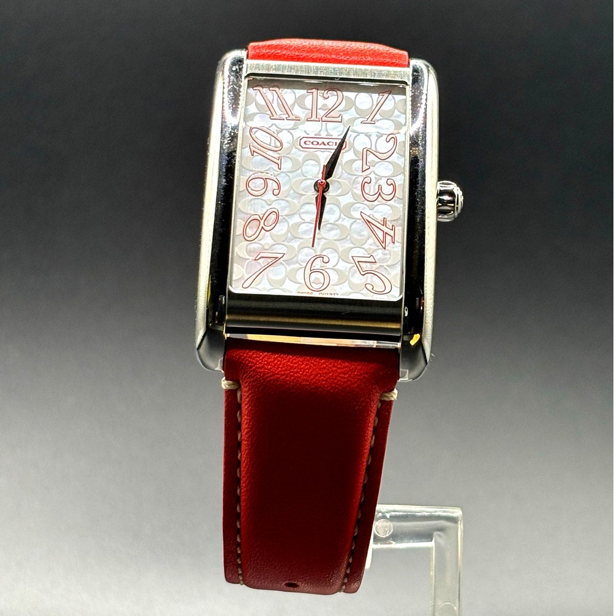 Coach Lexie CA.16.2.14.0384 Swiss Quartz Bright Orange Leather Tank Watch