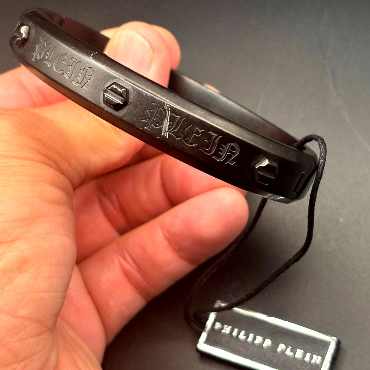 Philipp Plein PJ7AA17BL Mens Black Stainless Steel Hexagon Bracelet NIBWT