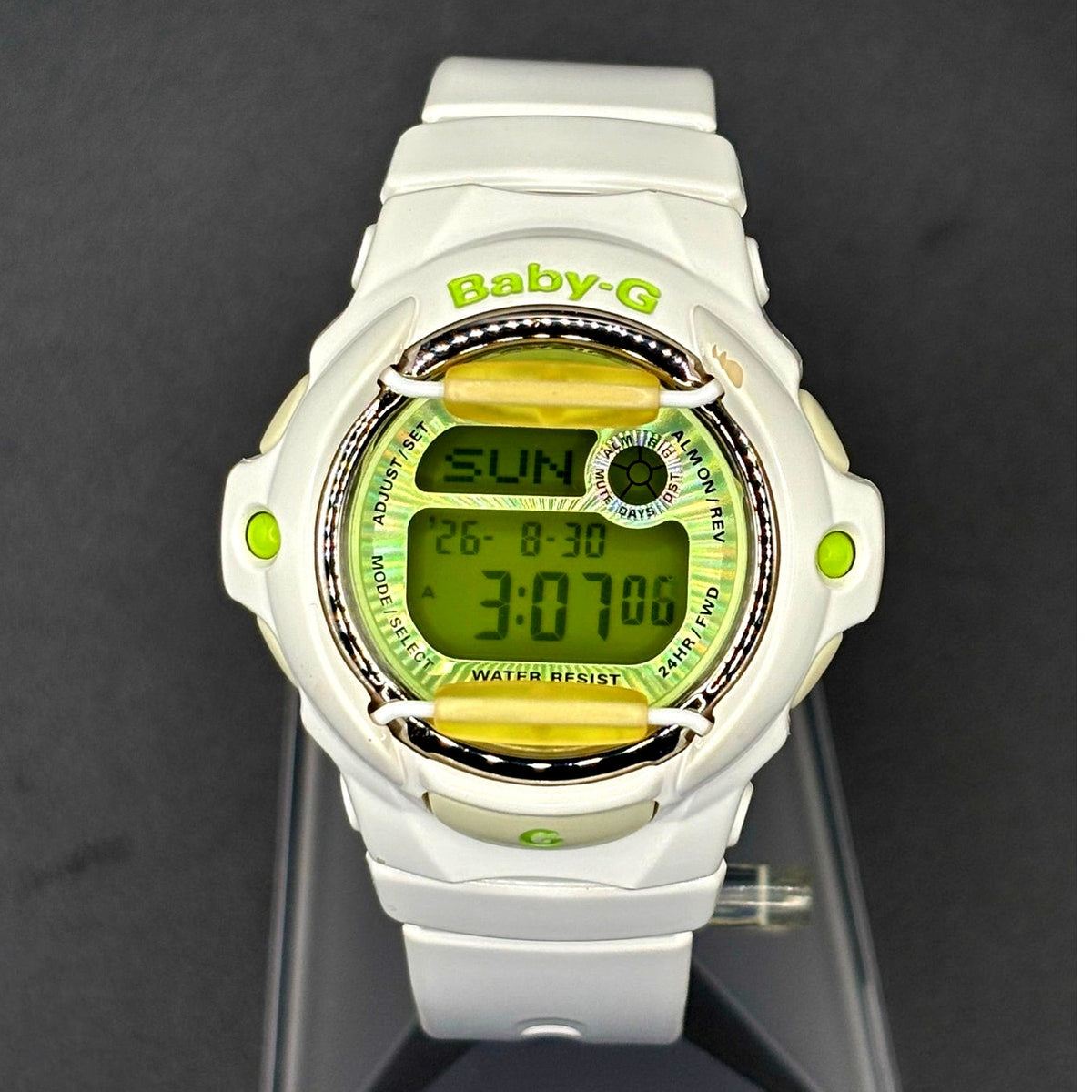 Casio Baby-G BG-169R-7C White Green Digital 200M Data Bank Watch