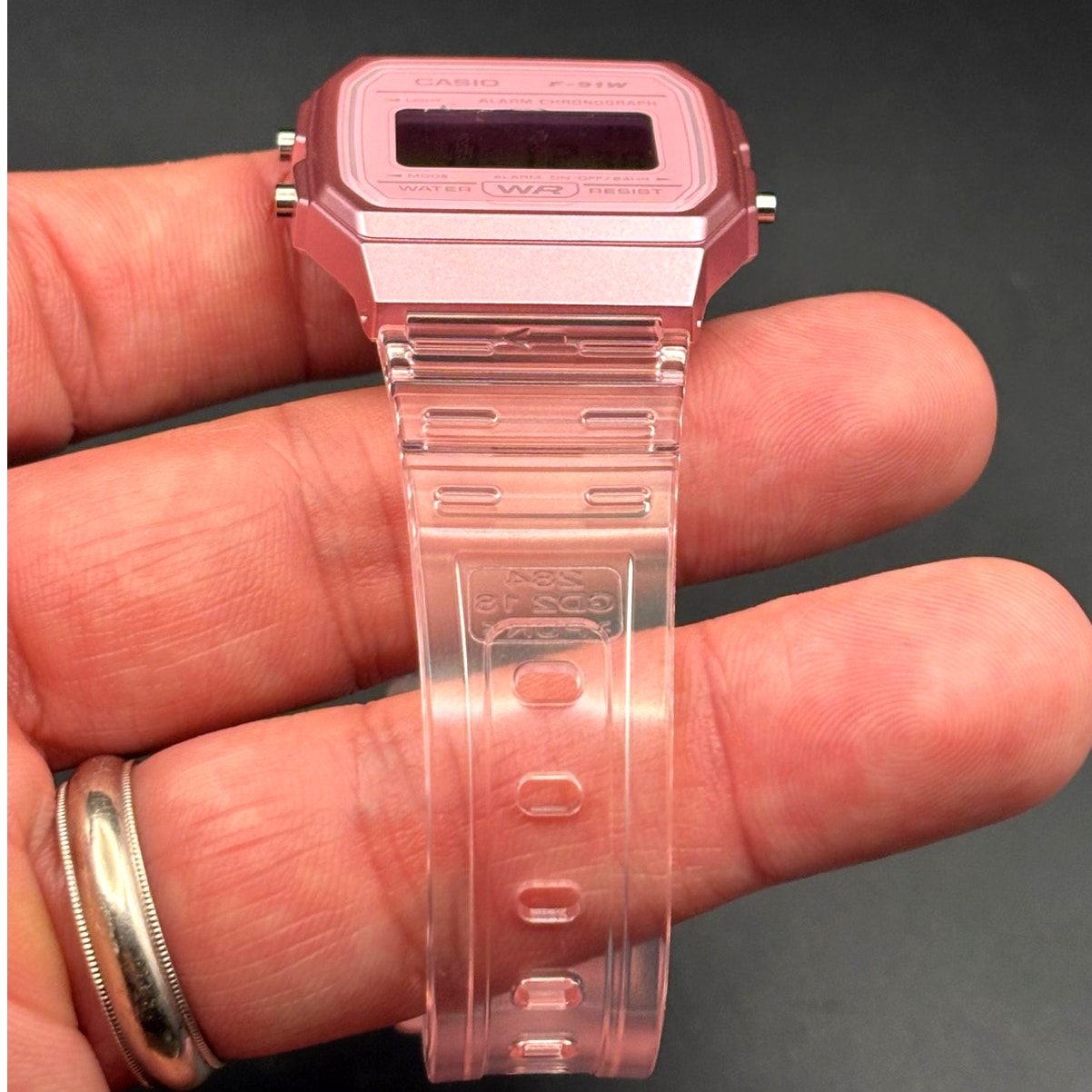LWS Rosé Prism F91W Pink Clear Strap Digital Mod Watch