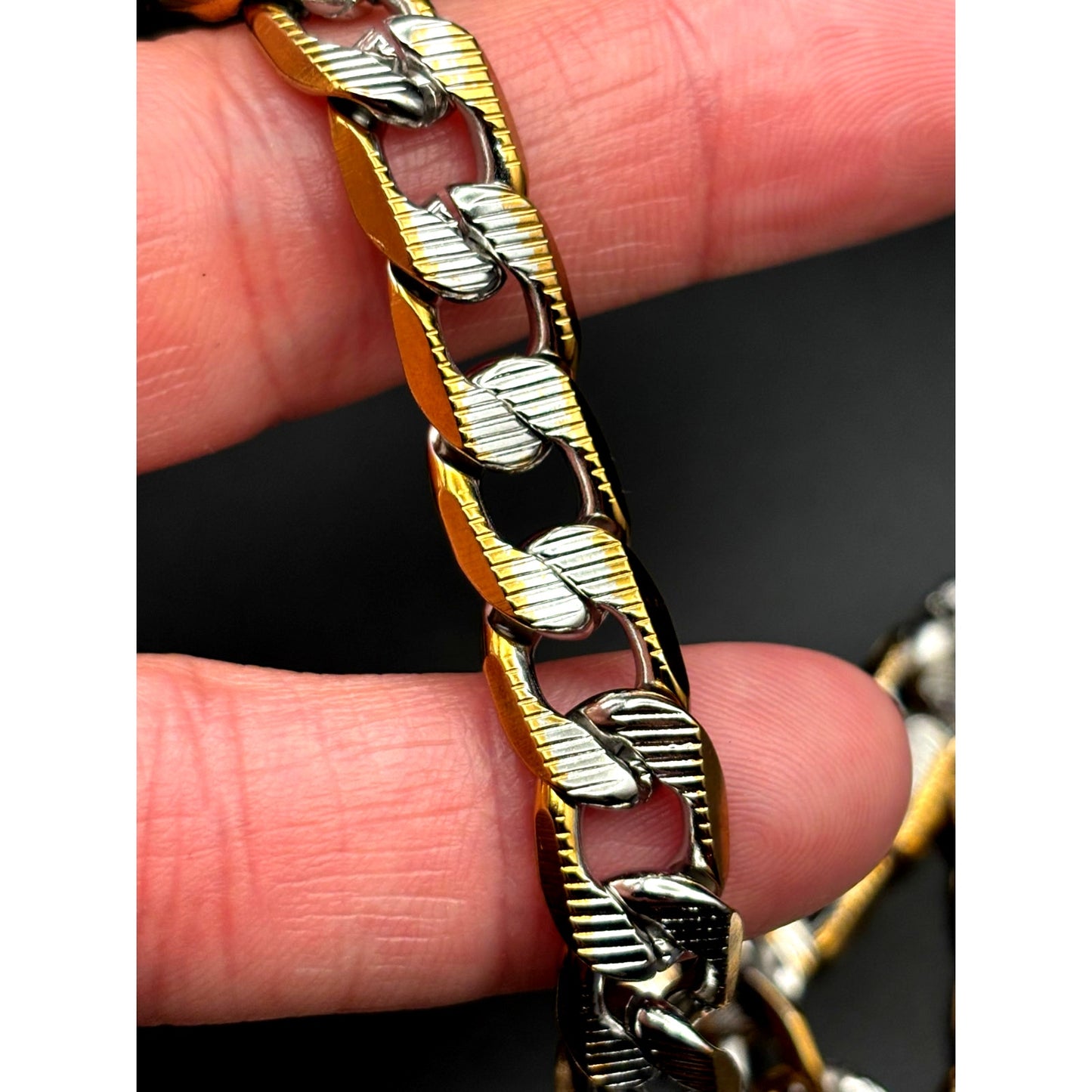 Steeltime 24" Men's 18k gold plated stainless steel flat curb chain necklace NWT