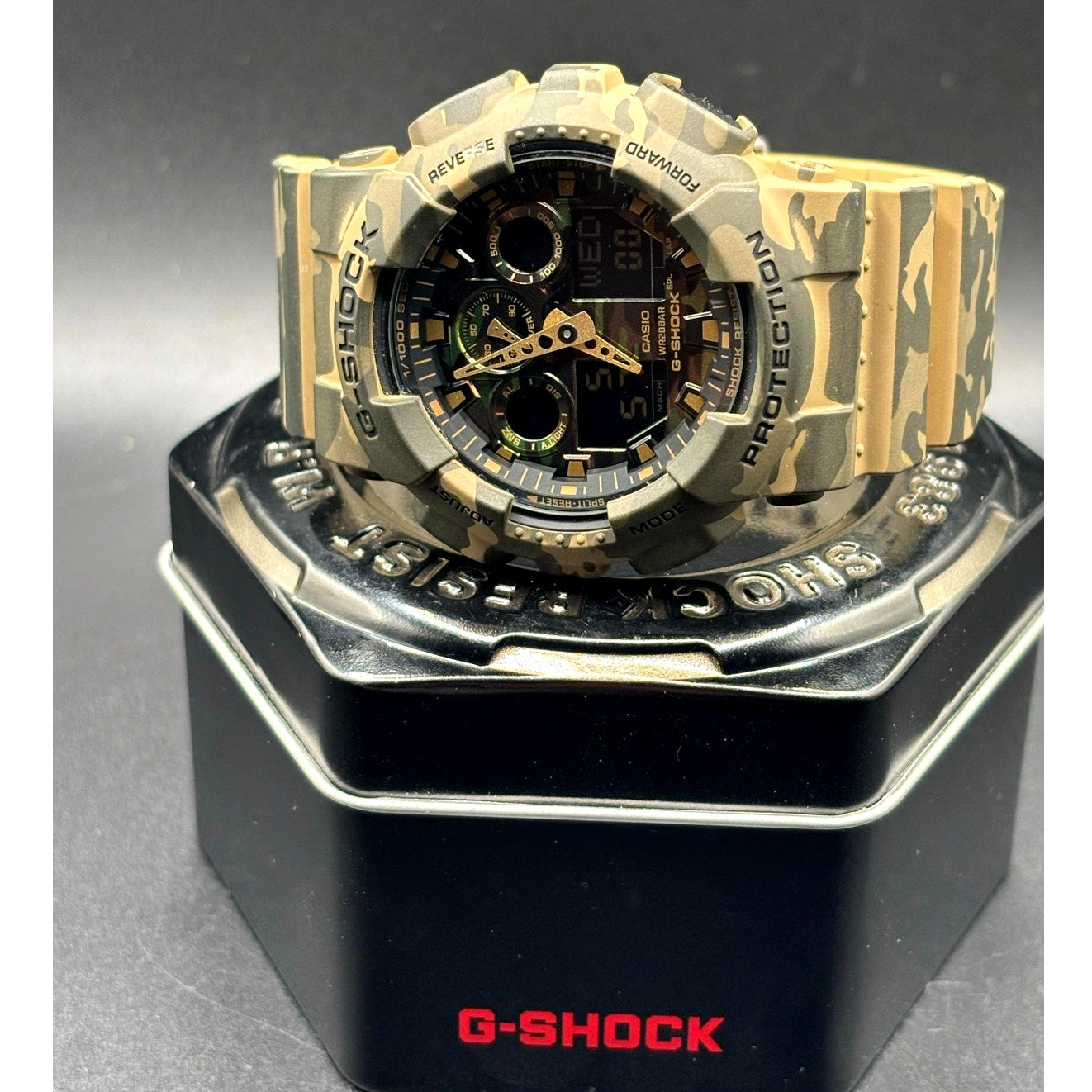 Casio G-Shock GA100CM-5A Camouflage Military Analog Digital Watch NIB
