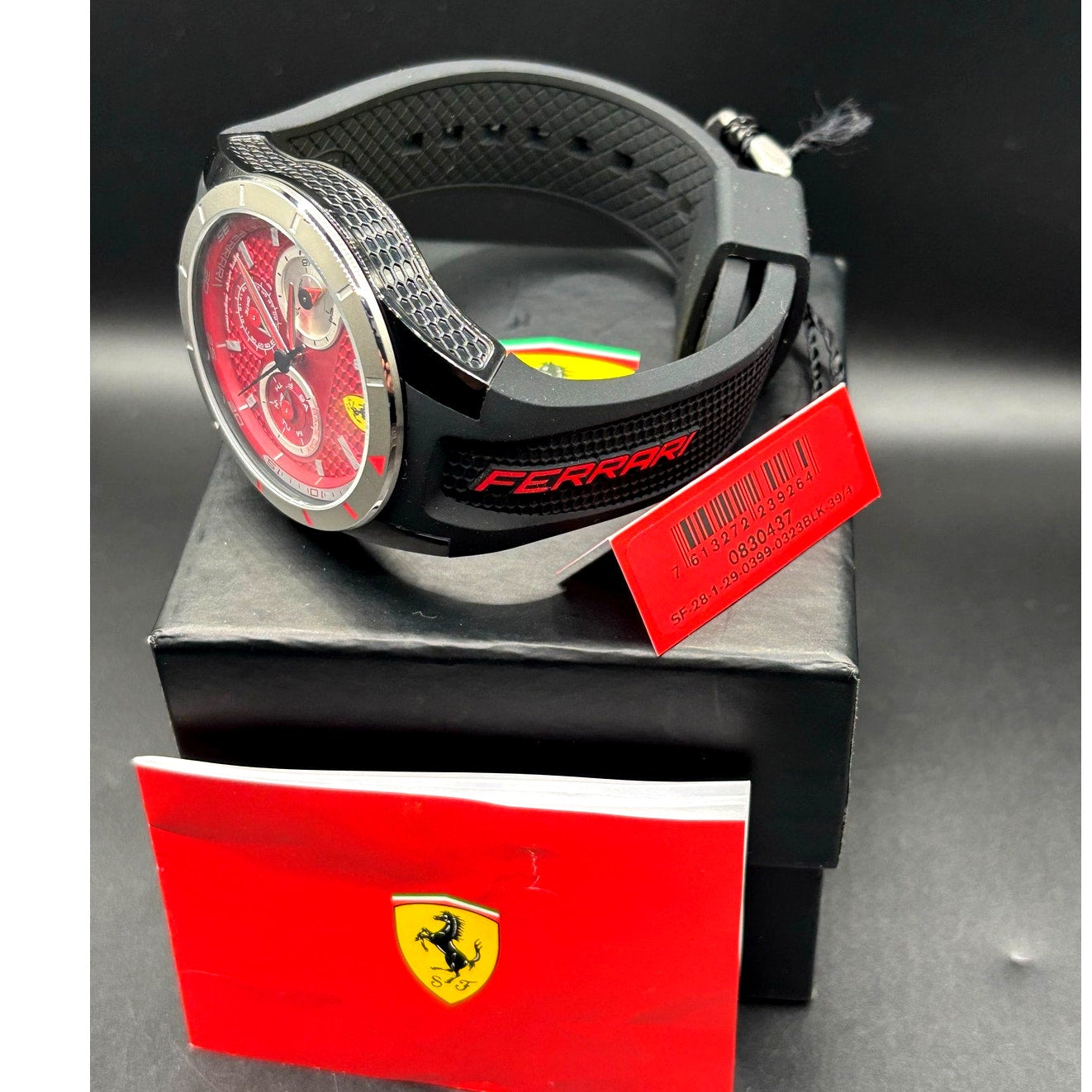 Ferrari Red Rev T 830437 Red Dial Quartz Men’s 44mm Watch NIBWT