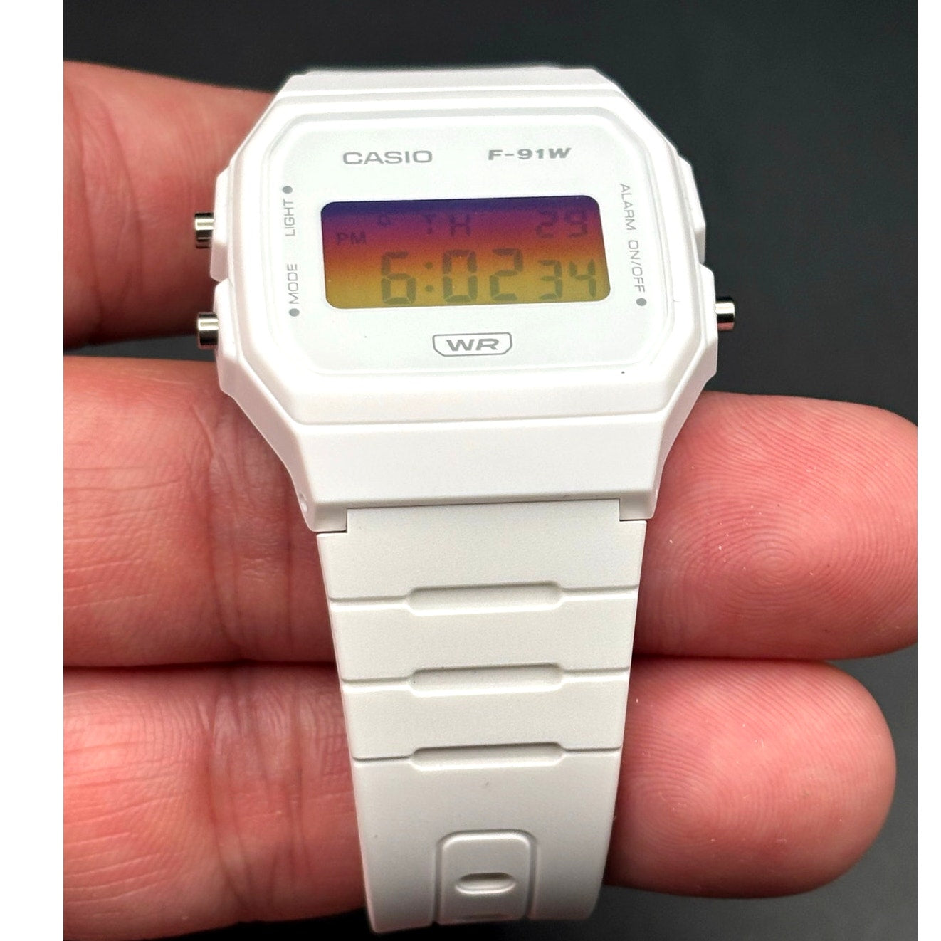 LWS Sunset Frost Casio F91W White Resin Custom Mod Digital Watch