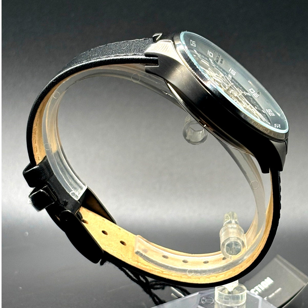 Kenneth Cole KC8048 Automatic Skeleton Men’s Watch Black Leather NIB