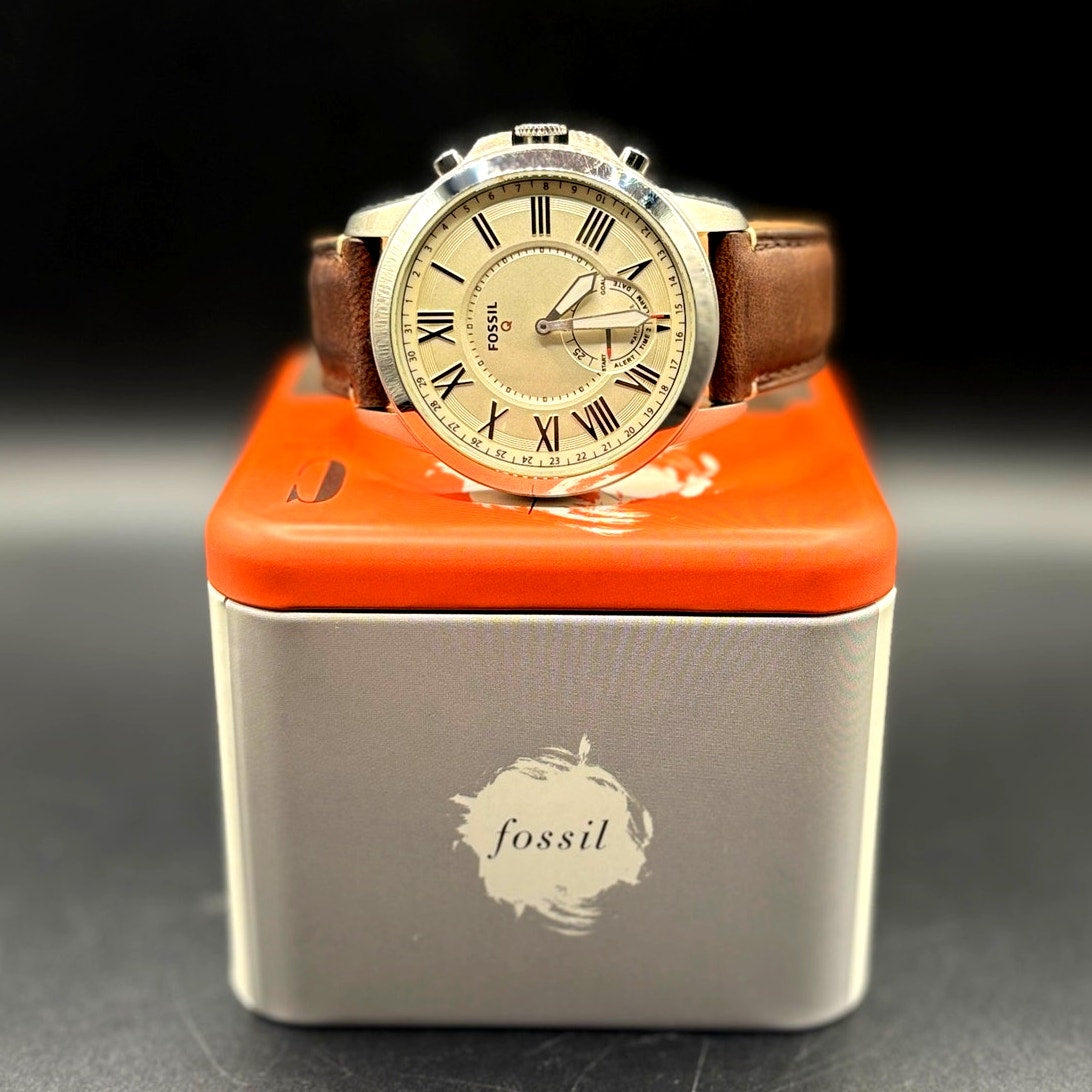 Fossil Q Grant FTW1118 Hybrid Smartwatch Brown Leather 44mm Men’s Watch