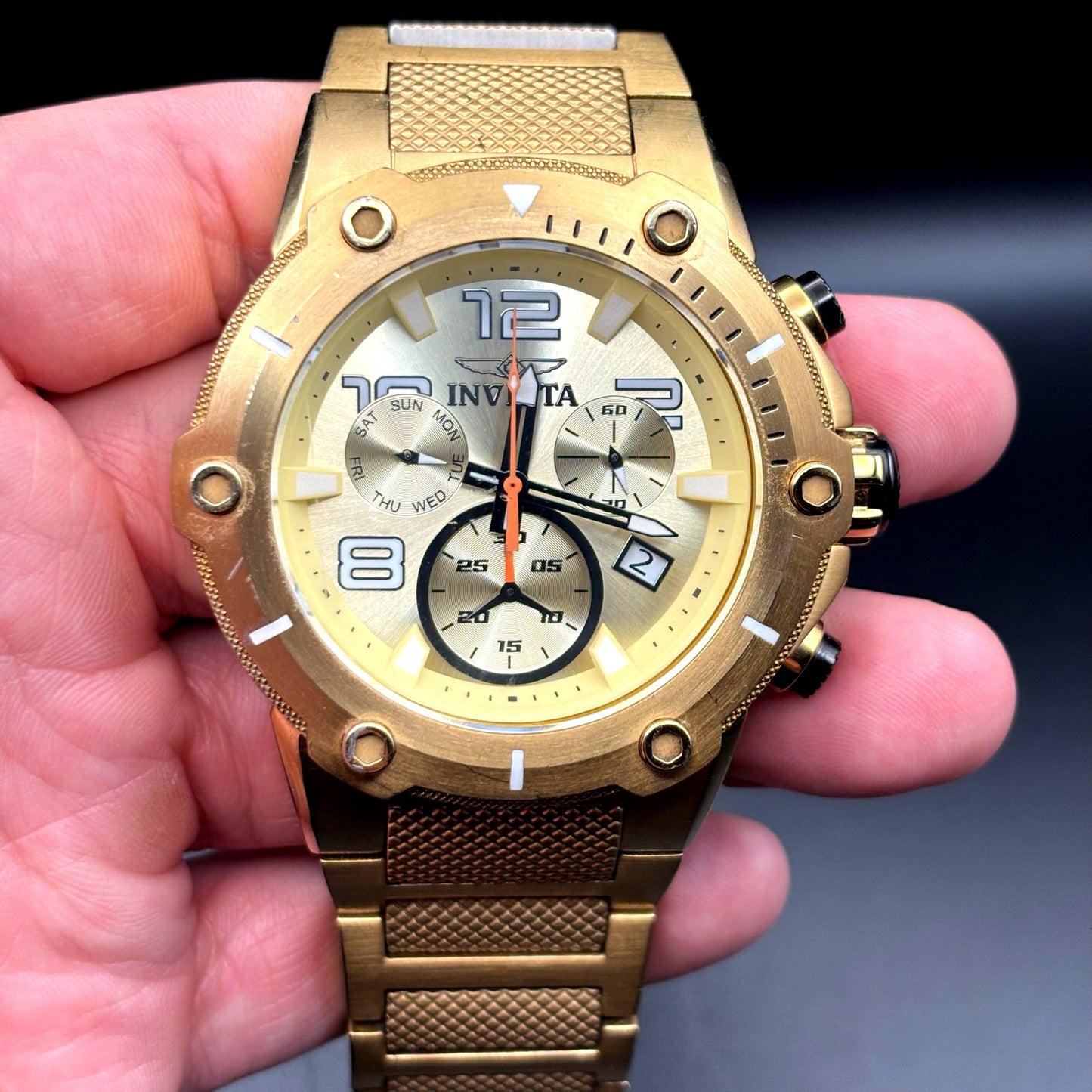 Invicta Speedway 19529 Men's Ion Gold Plated Chronograph Swiss Quartz 51mm Watch
