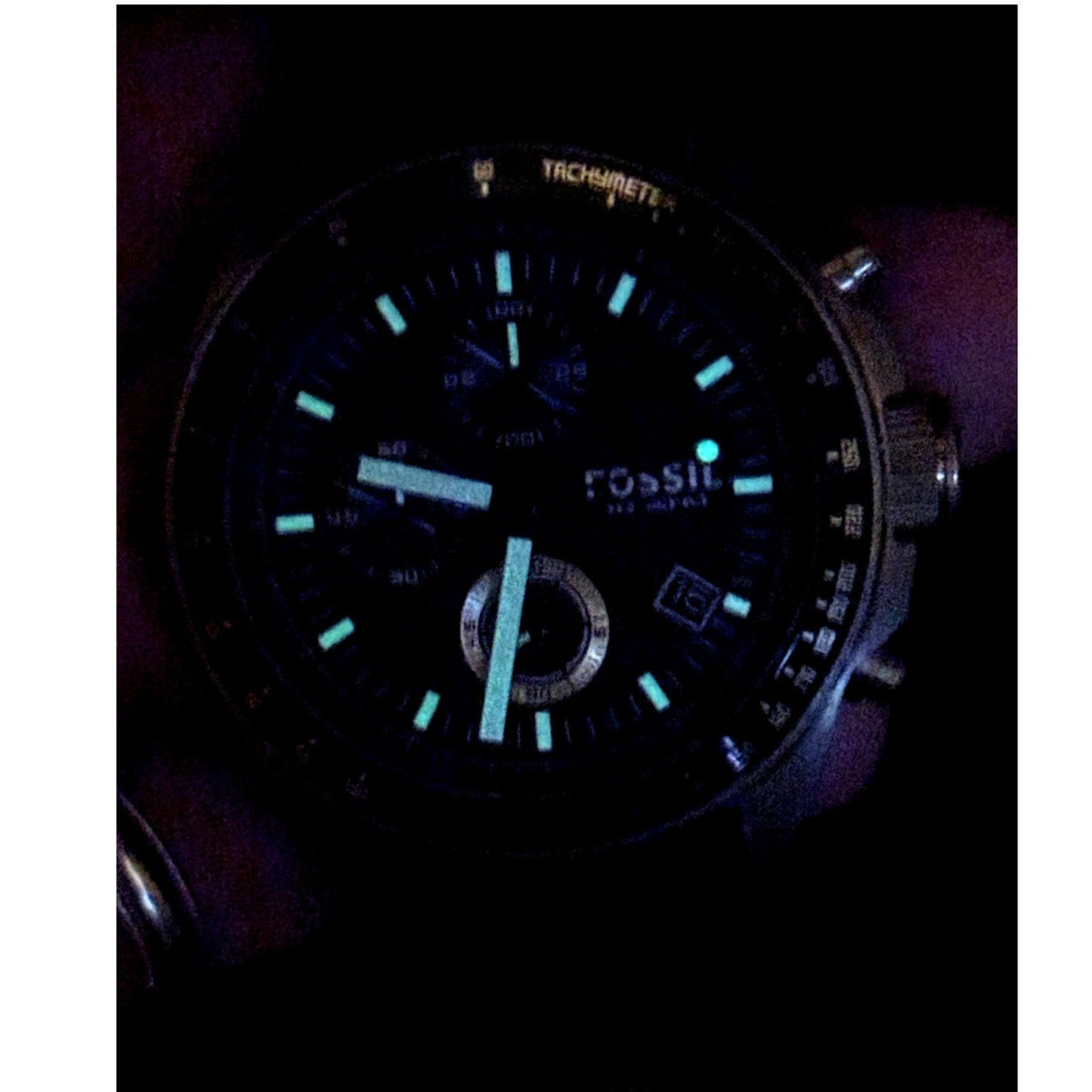 Fossil Decker DE-5003 Chronograph Black Dial Bronze Tone Silicone Strap Watch