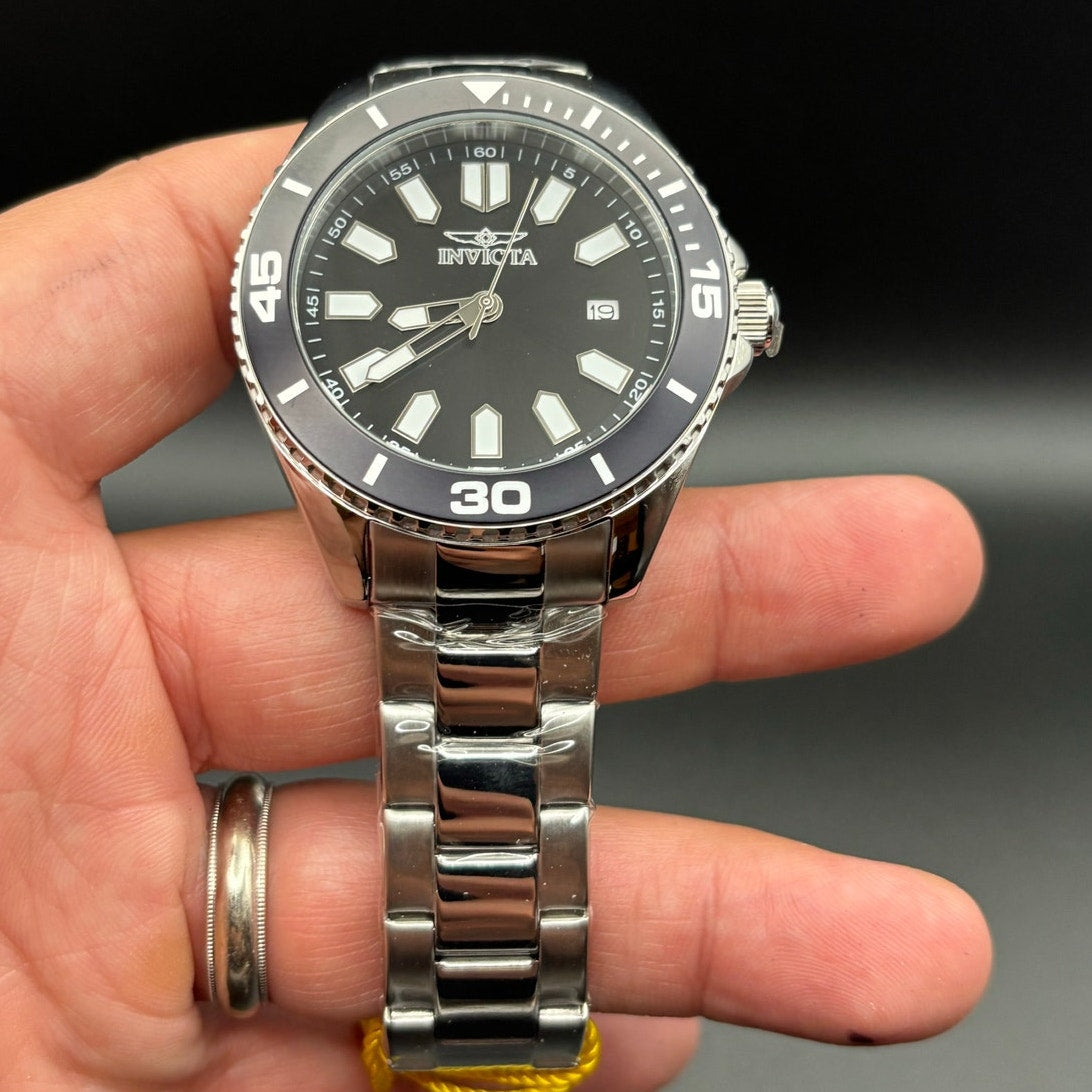 Invicta Pro Diver 46316 Mens 43mm Black Dial Stainless Steel Quartz 50m NIBWT
