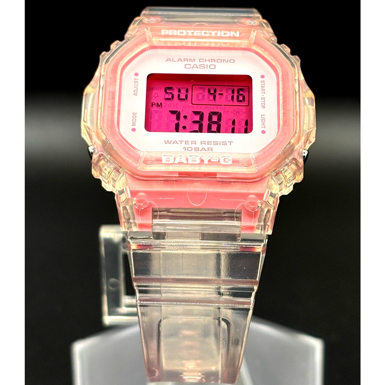 LWS Pink Ice Baby-G BGD565SJ Clear Strap Digital Mod Women's Watch