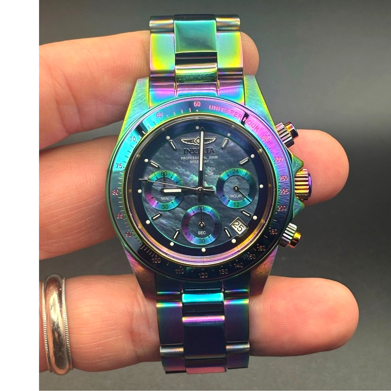 Invicta Speedway 23941 Rainbow MOP Chronograph 40mm Unisex Watch NIB