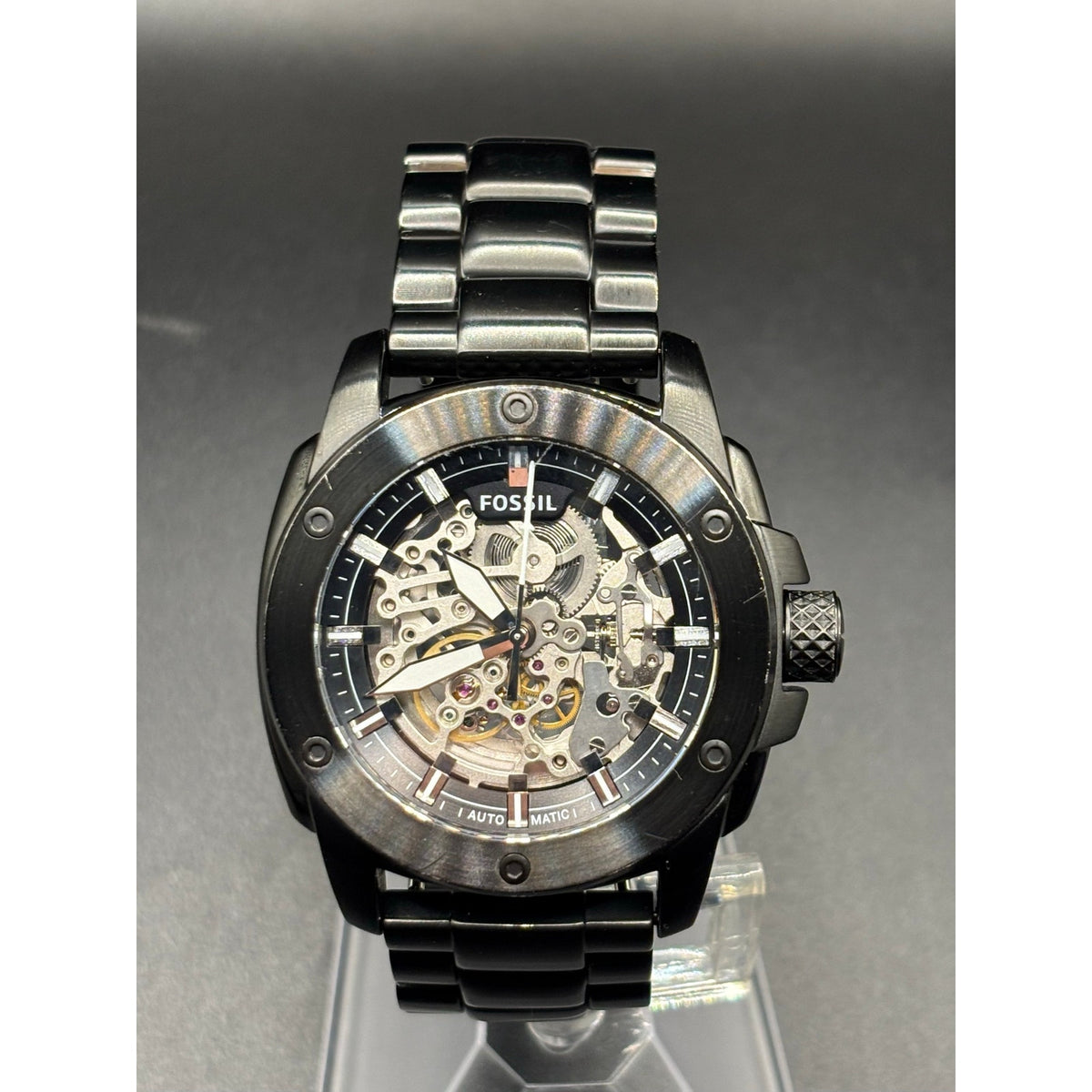 Fossil ME3080 Modern Machine Automatic Skeleton Black Steel Men’s Watch 50mm