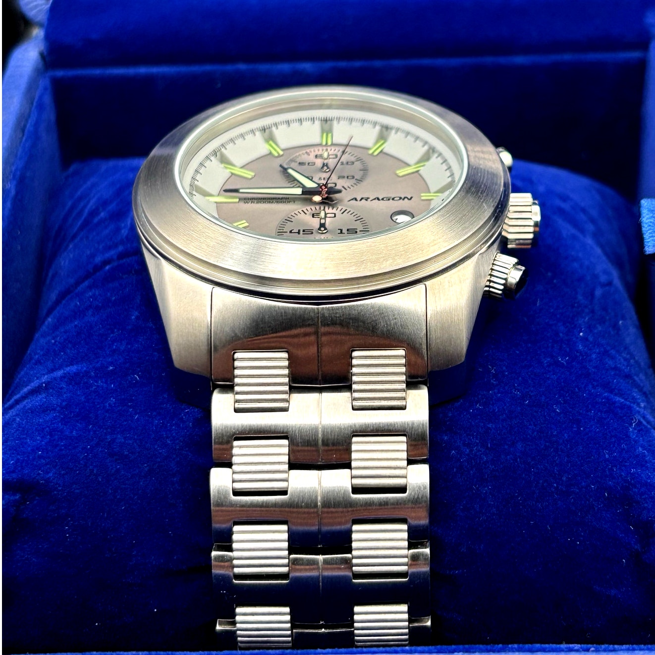 Aragon Predator VD51 50mm Gray Chronograph Stainless Steel Mens Watch NIB Unworn