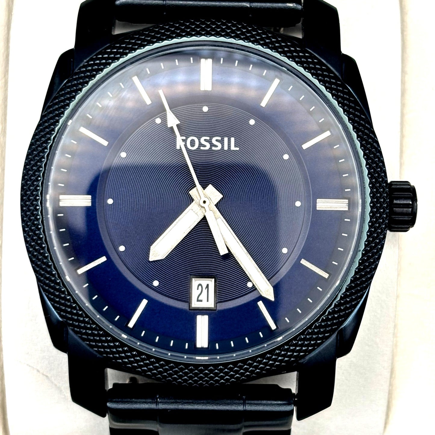 Fossil Machine FS5231 Men’s Blue Dial Ion Plated Stainless Steel Watch