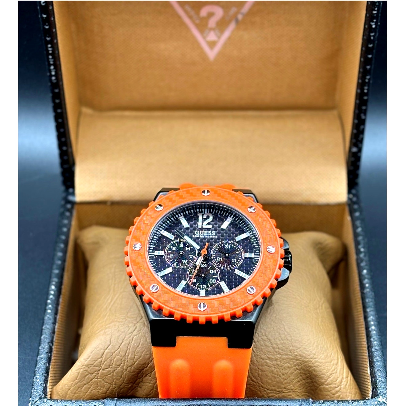 Guess Overdrive W11619G4 Orange 45mm Multifunction Men’s Watch 100M