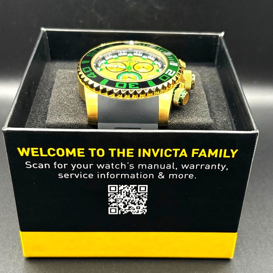 Invicta Sea Hunter 48987 Men’s 52mm Silicone Strap Gold Dive Watch NIBWT