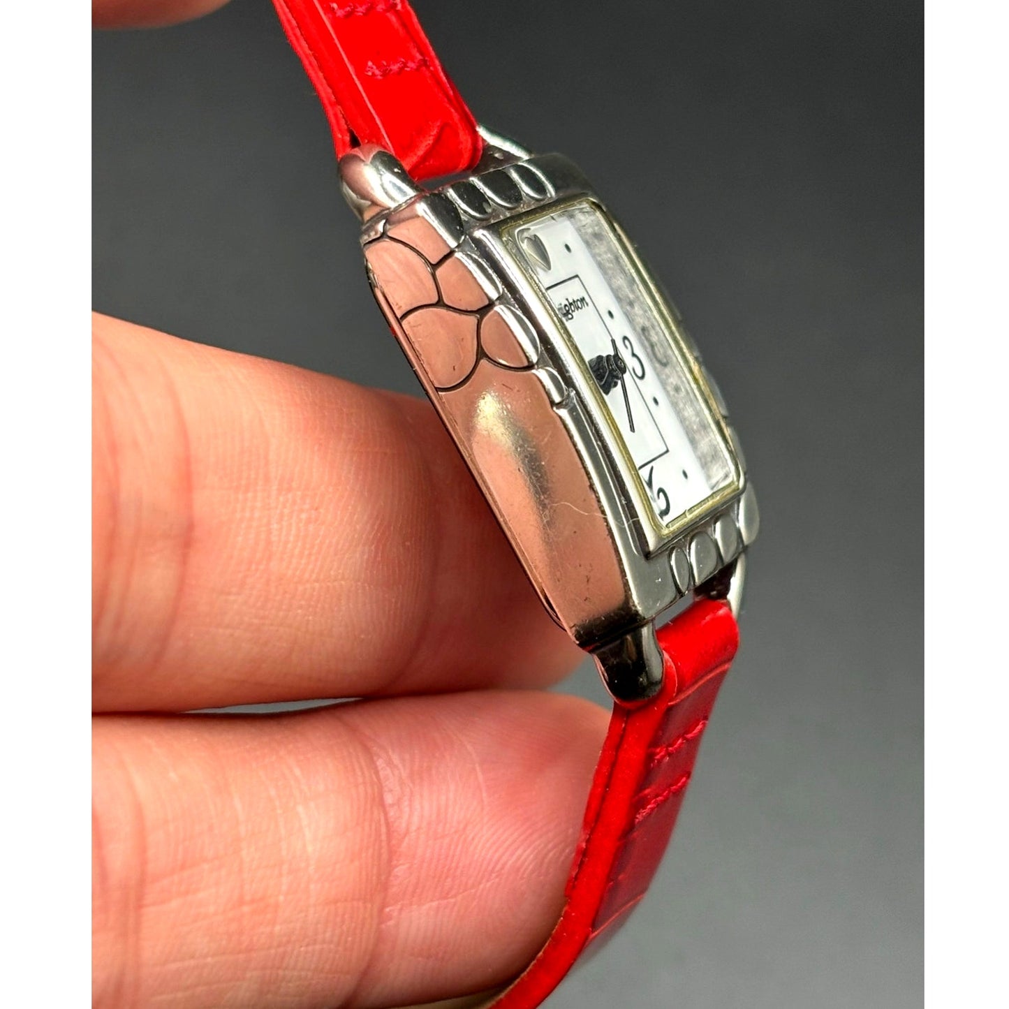 Brighton Petoskey Women's Genuine Italian Red Leather Strap Vintage Watch NIB