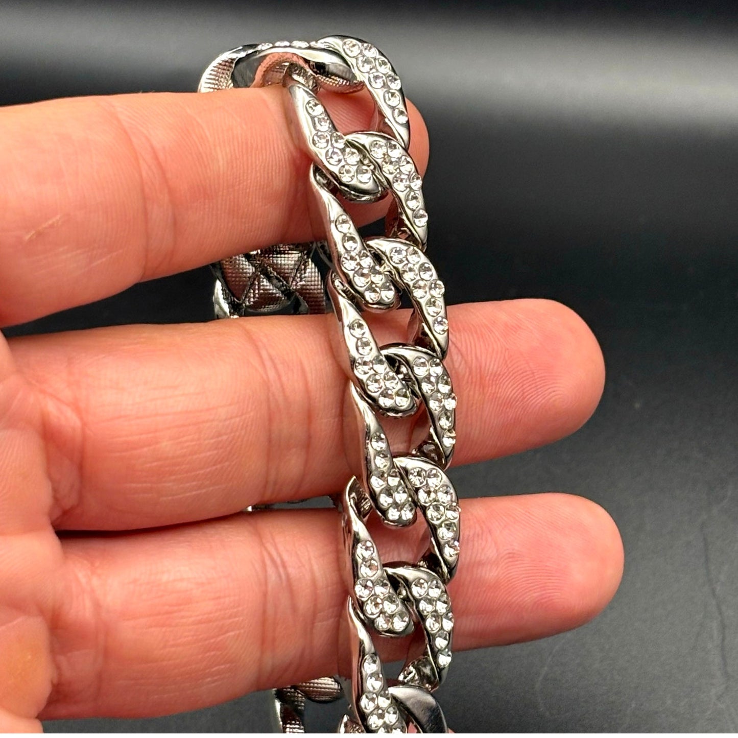 Akademiks Men’s Stainless Steel  240 Cubic Zirconia Cuban Link Iced Bracelet NWT