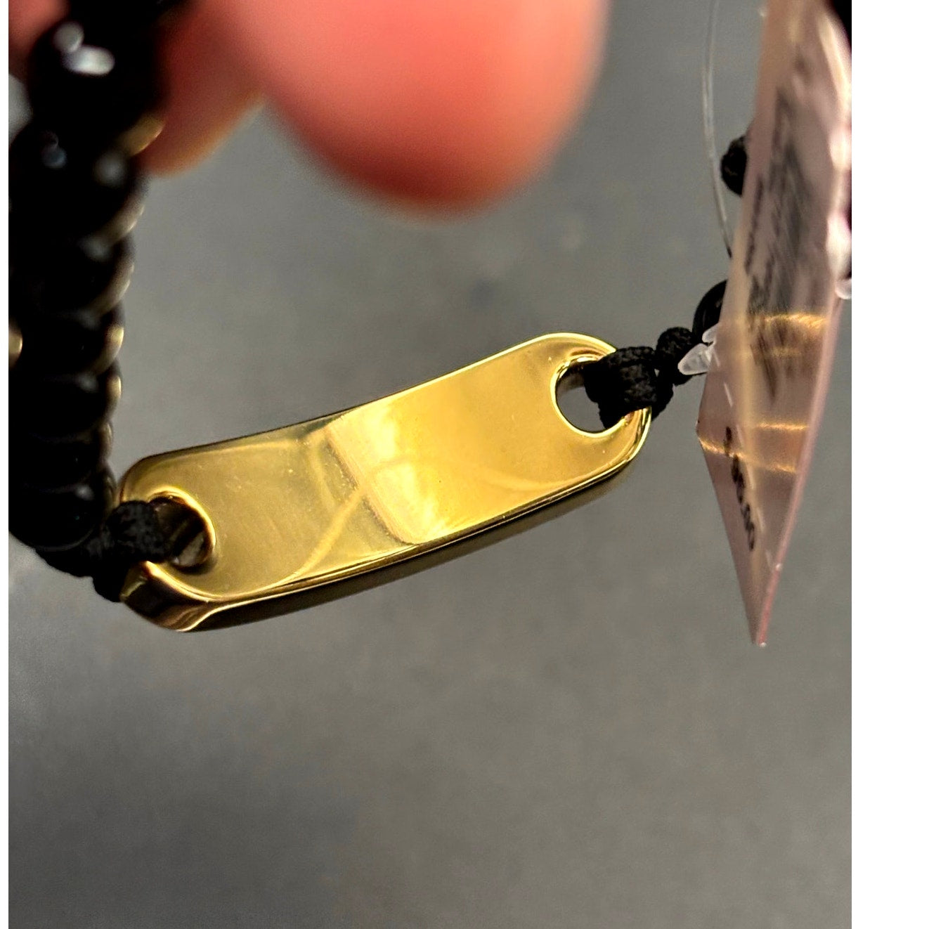 Diesel DX1360710 Men’s Black Bead Gold Tone ID Adjustable Bracelet NIBWT