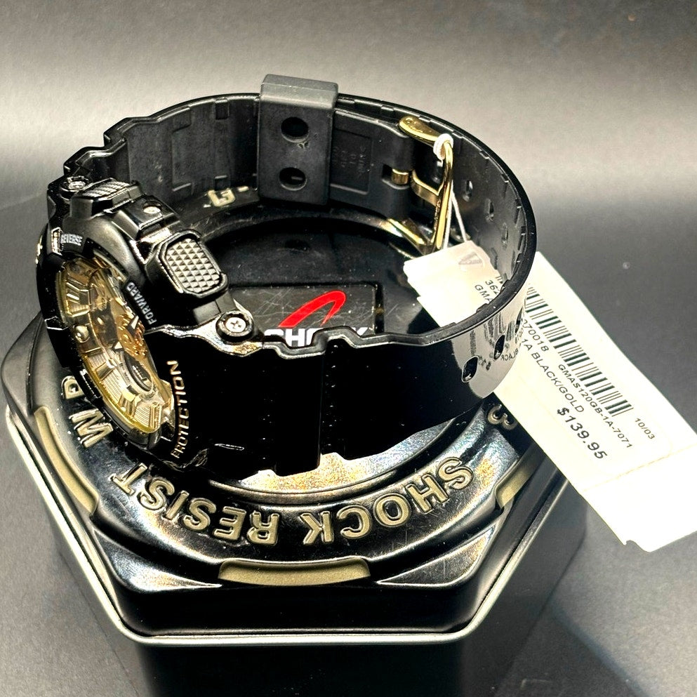 Casio G-Shock GMAS120GB-1A Women's Black Gold Silver Metallic Ana-Digi Watch NWT