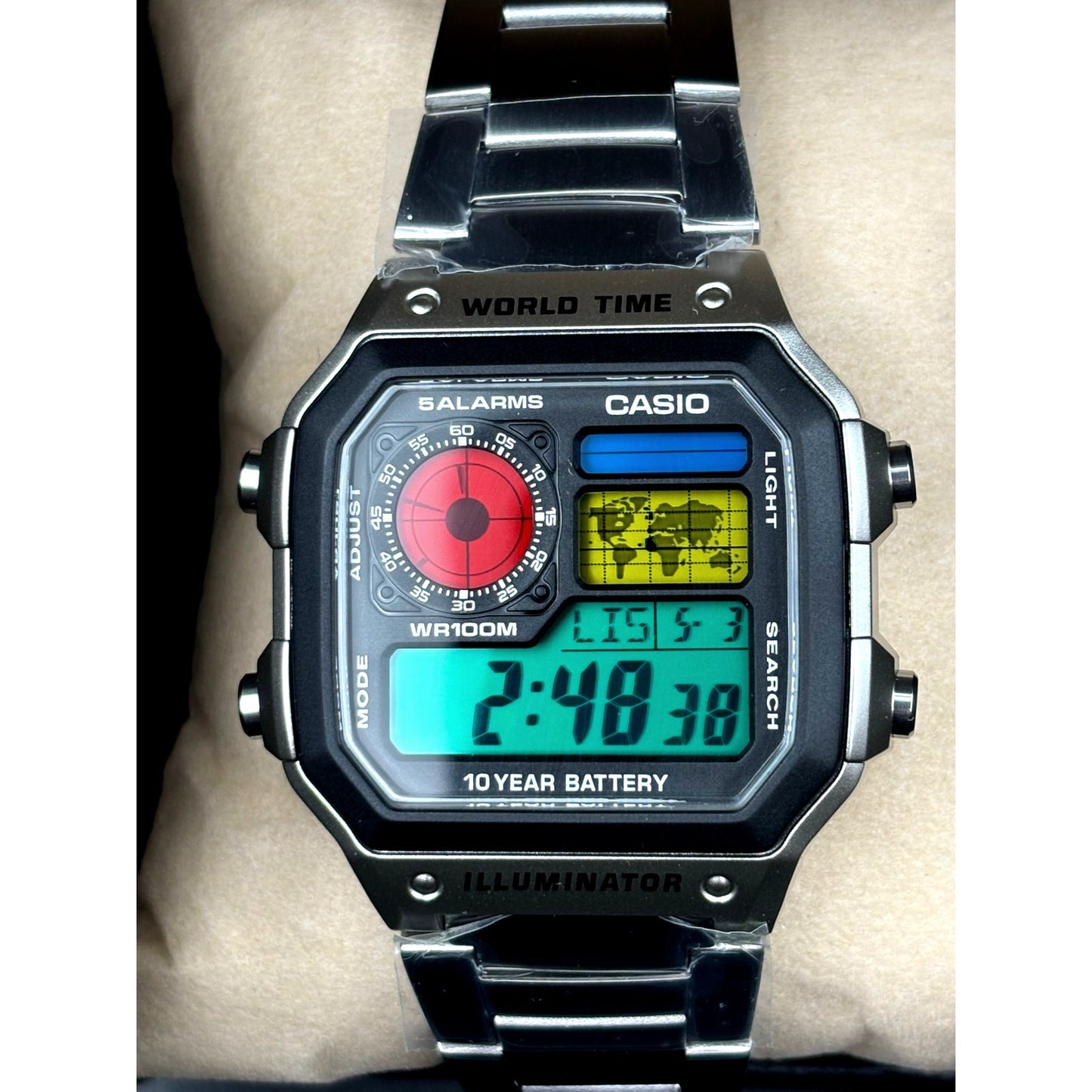 LWS Atlas Arcade Custom Casio AE1200 World Time Steel Bracelet Mod Watch