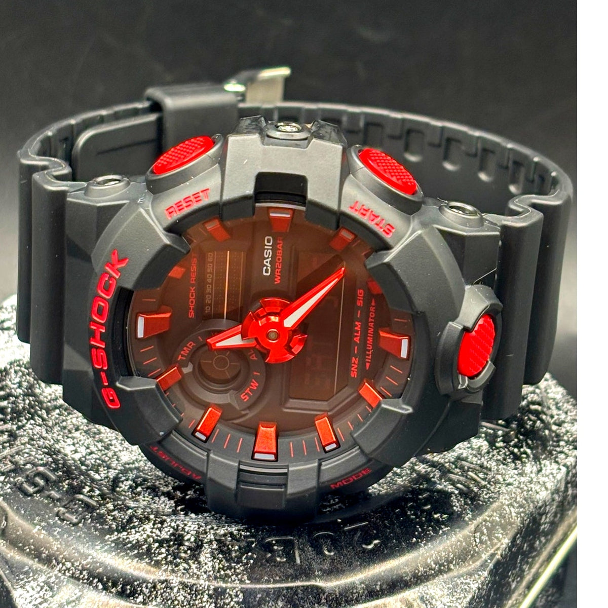 Casio G-Shock GA-700BNR-1A Ignite Red Blackout Analog Digital Watch NIB