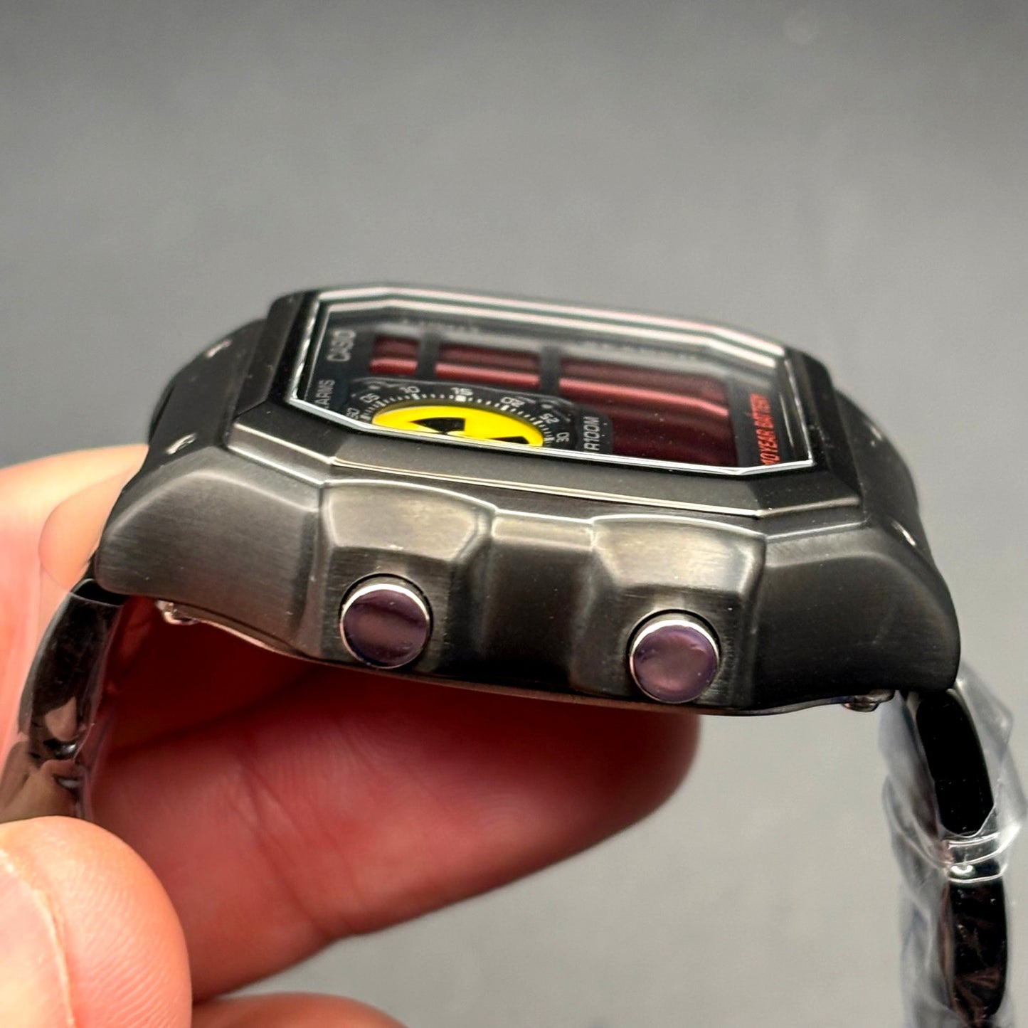 LWS Vector Mk-Blackout Casio AE1200 Dark Stainless Steel Glass Crystal Mod Watch
