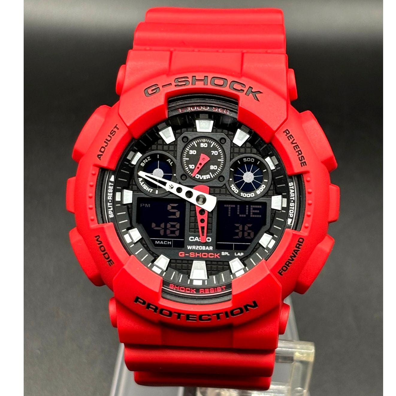 Casio G-Shock GA100B-4A Bright Red Analog Digital Men’s Sport Watch 200M