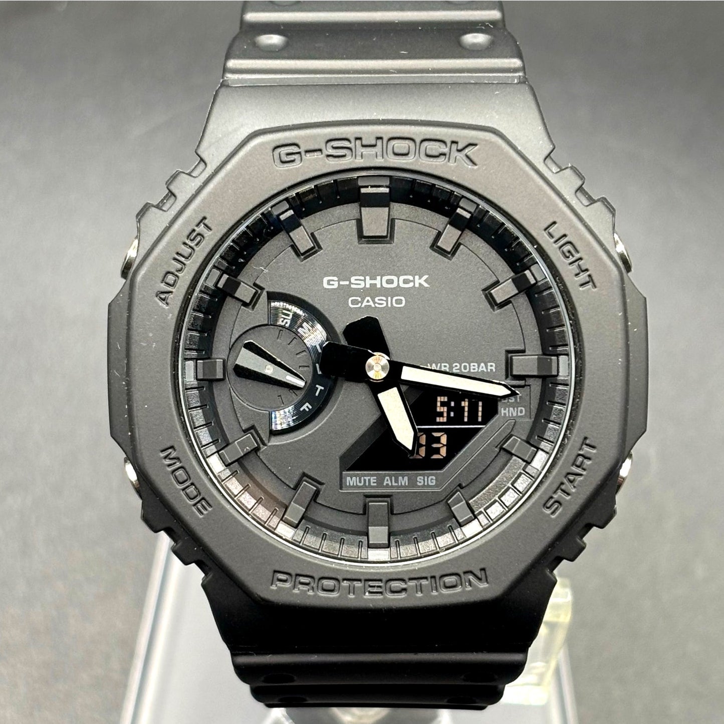 Casio G-Shock GA-2100-1A1 Monochrome Black Carbon Core Guard CasiOak Watch NIB